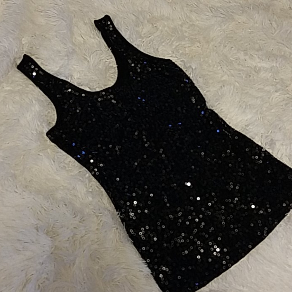 Express black sequin scoop tank